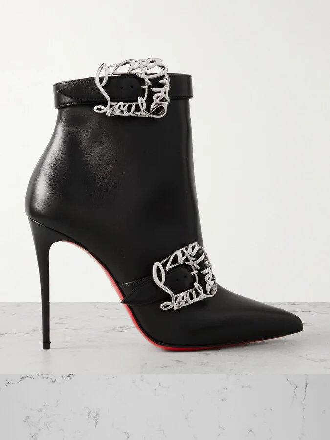 Christian Louboutin - Giddylina 100 Buckle-embellished Leather Ankle Boots - Black