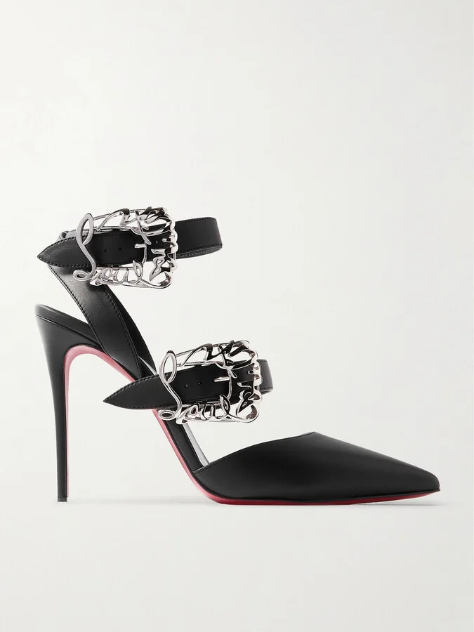Christian Louboutin - Giddylina 100 Buckle-embellished Leather Pumps - Black
