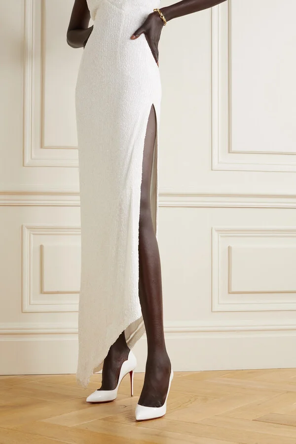 Christian Louboutin - Hot Chick 100 Patent-leather Pumps - White - Image 5