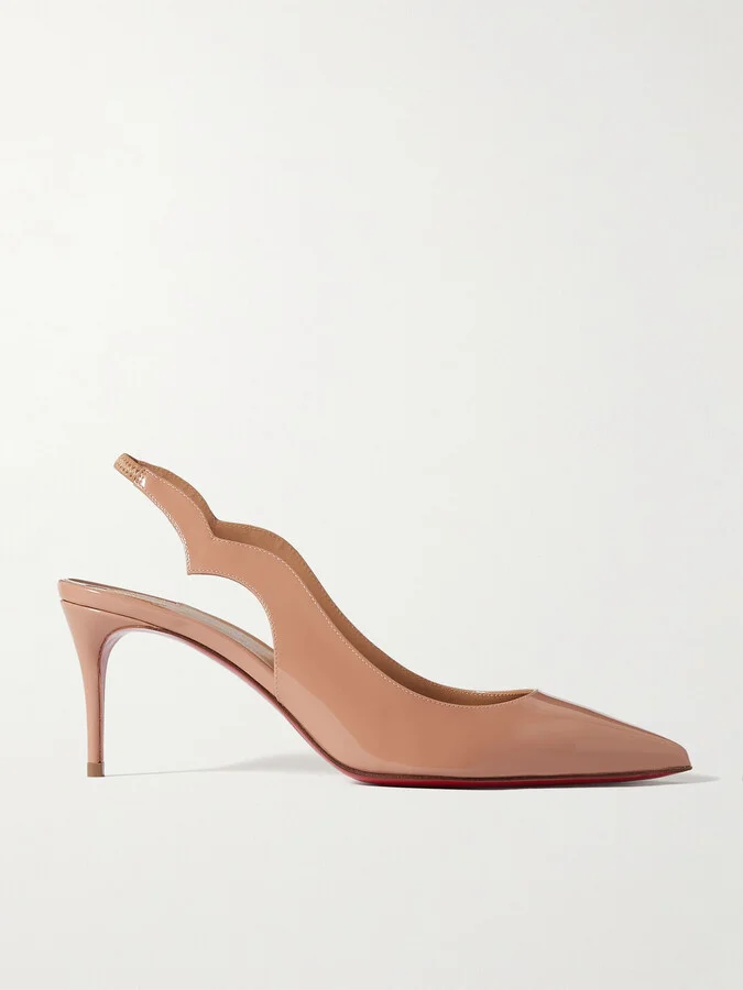 Christian Louboutin - Hot Chick 70 Patent-leather Slingback Pumps - Neutrals