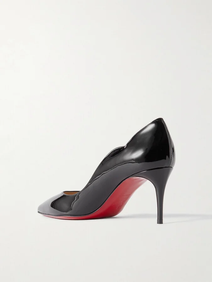 Christian Louboutin - Hot Chick 70 Scalloped Patent-leather Pumps - Black - Image 3