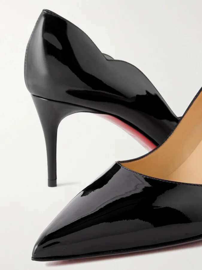 Christian Louboutin - Hot Chick 70 Scalloped Patent-leather Pumps - Black - Image 4