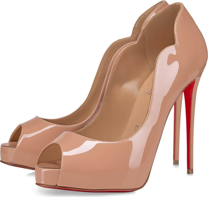 Christian Louboutin Hot Chick Alta Patent Leather Peep Toe Pumps 120 - Image 4