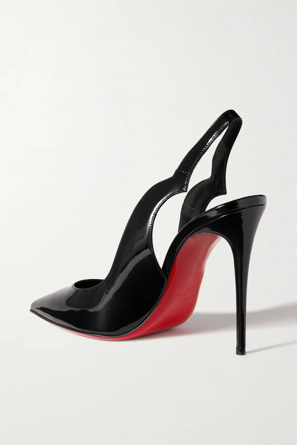 Christian Louboutin - Hot Chick Sling 100 Patent-leather Slingback Pumps - Black - Image 3