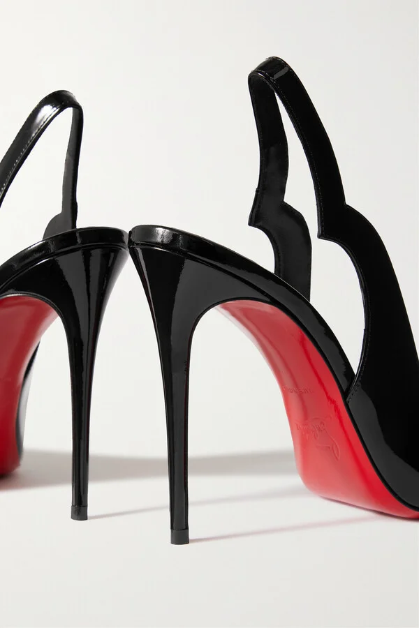 Christian Louboutin - Hot Chick Sling 100 Patent-leather Slingback Pumps - Black - Image 4