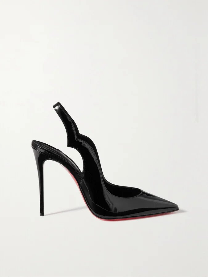 Christian Louboutin - Hot Chick Sling 100 Patent-leather Slingback Pumps - Black