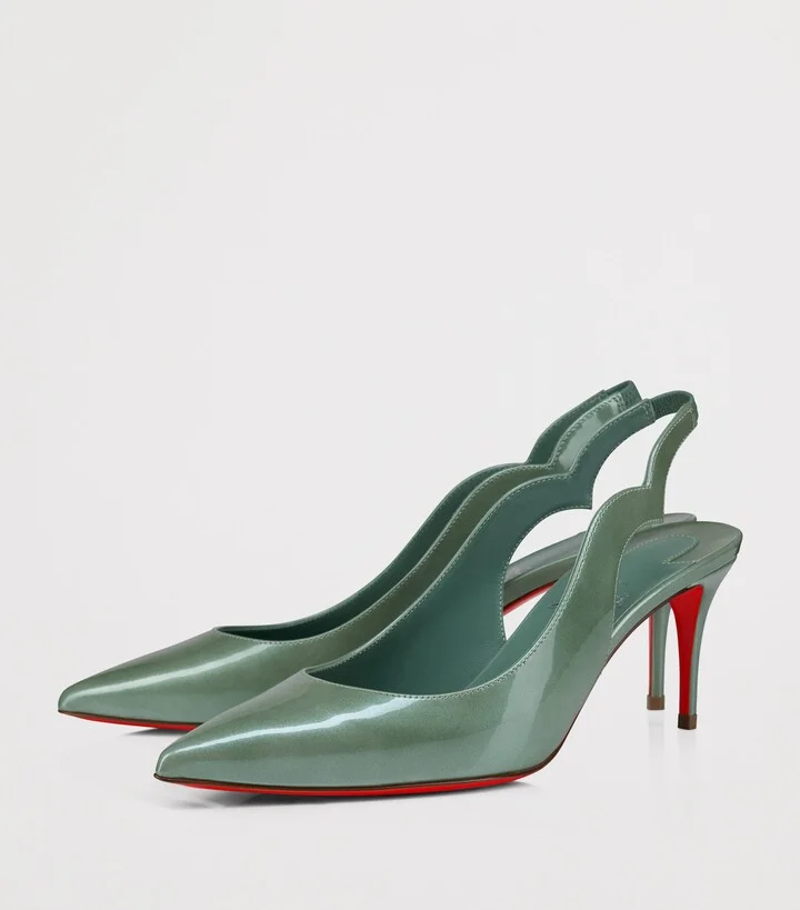 Christian Louboutin Hot Chick Sling Patent Leather Slingback Pumps 70 - Image 4