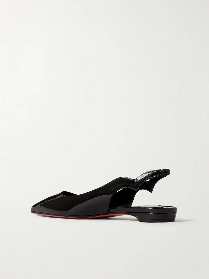 Christian Louboutin - Hot Chikita Patent-leather Slingback Point-toe Flats - Black - Image 3