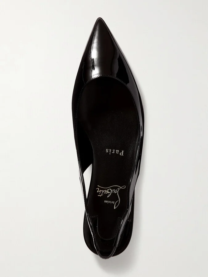 Christian Louboutin - Hot Chikita Patent-leather Slingback Point-toe Flats - Black - Image 5