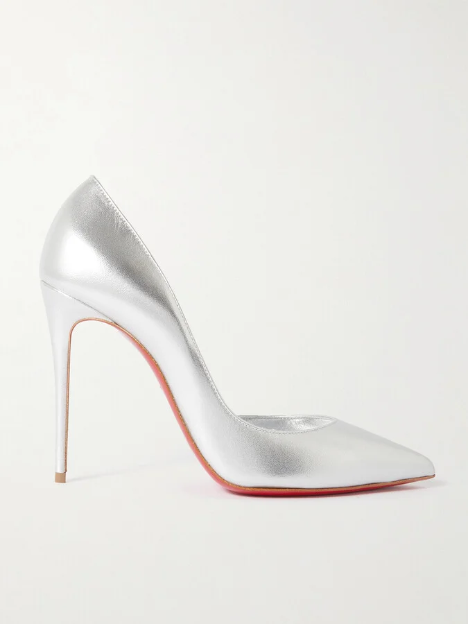 Christian Louboutin - Iriza 100 Metallic Leather Pumps - Silver