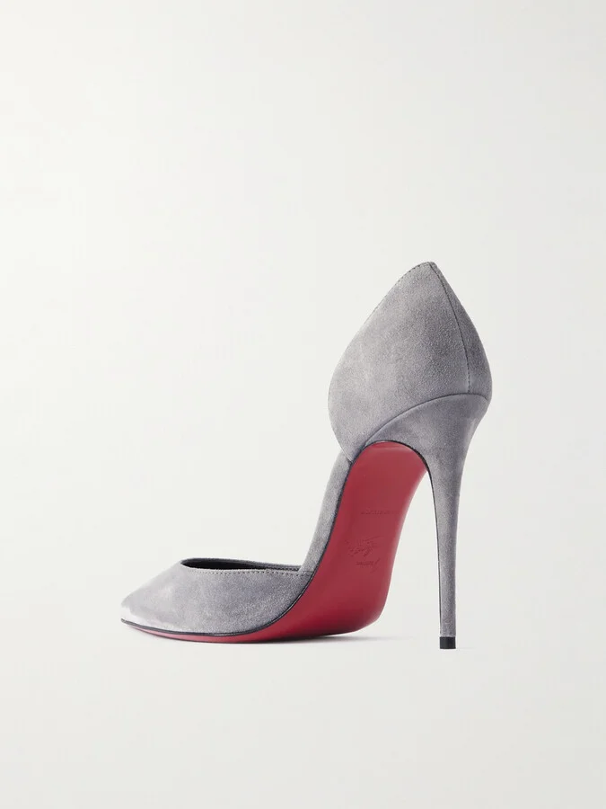 Christian Louboutin - Iriza 100 Suede Pumps - Gray - Image 3
