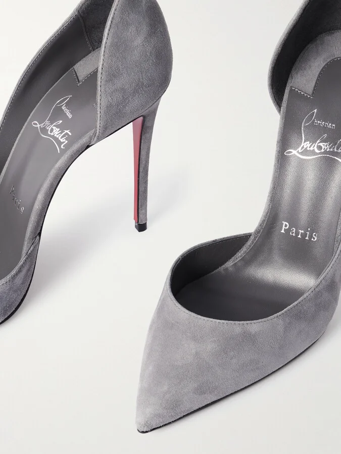 Christian Louboutin - Iriza 100 Suede Pumps - Gray - Image 4