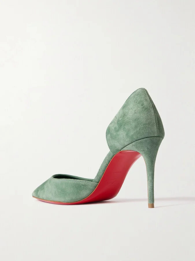 Christian Louboutin - Iriza 85 Suede Pumps - Green - Image 3