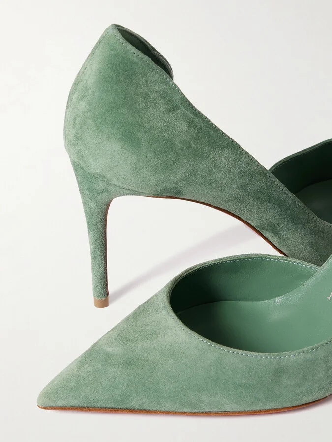 Christian Louboutin - Iriza 85 Suede Pumps - Green - Image 4