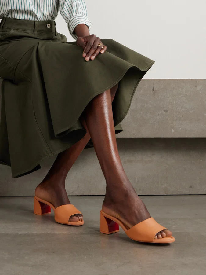 Christian Louboutin - Jane 55 Leather Mules - Orange - Image 2