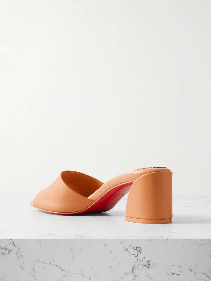 Christian Louboutin - Jane 55 Leather Mules - Orange - Image 3