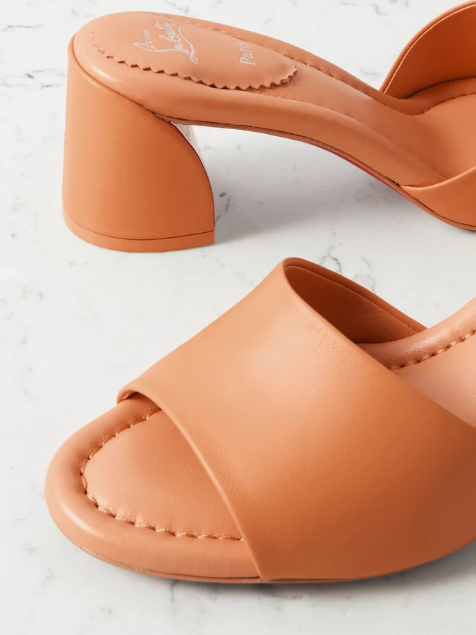 Christian Louboutin - Jane 55 Leather Mules - Orange - Image 4