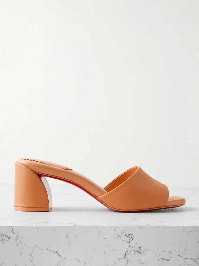 Christian Louboutin - Jane 55 Leather Mules - Orange