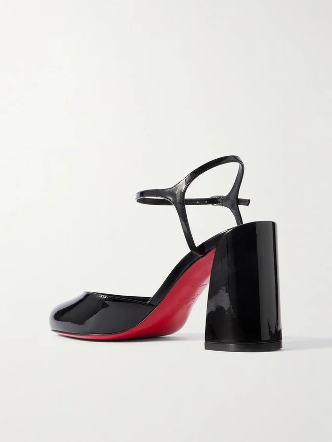 Christian Louboutin - Jane 85 Patent-leather Pumps - Black - Image 3