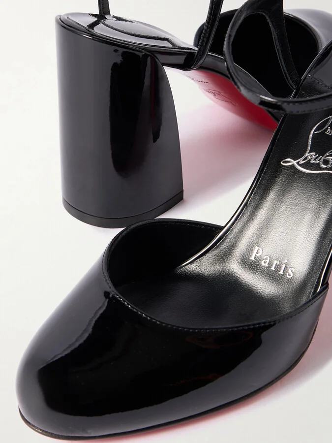 Christian Louboutin - Jane 85 Patent-leather Pumps - Black - Image 4