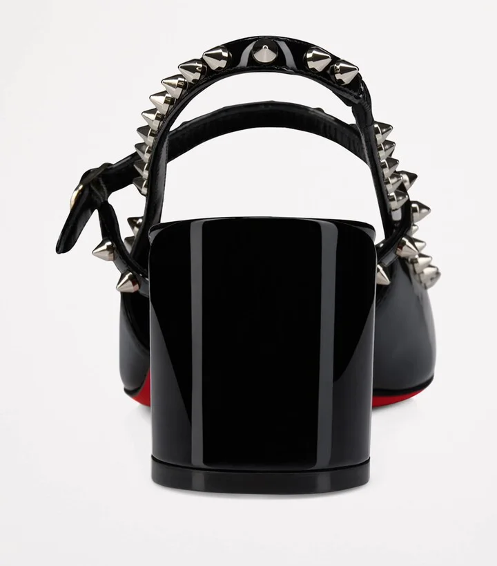 Christian Louboutin Jani Spikes Patent Leather Slingback Pumps 55 - Image 3