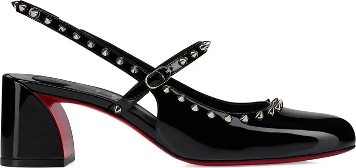 Christian Louboutin Jani Spikes Patent Leather Slingback Pumps 55