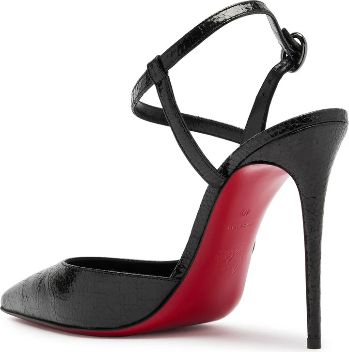 Christian Louboutin Jenlove 100 Cracked-effect Leather Pumps - Image 2