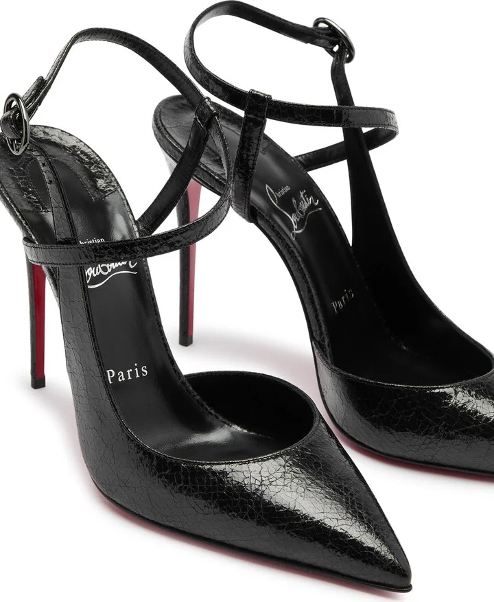 Christian Louboutin Jenlove 100 Cracked-effect Leather Pumps - Image 3