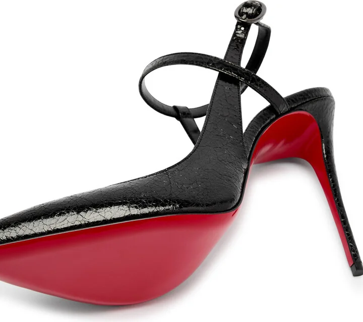 Christian Louboutin Jenlove 100 Cracked-effect Leather Pumps - Image 4