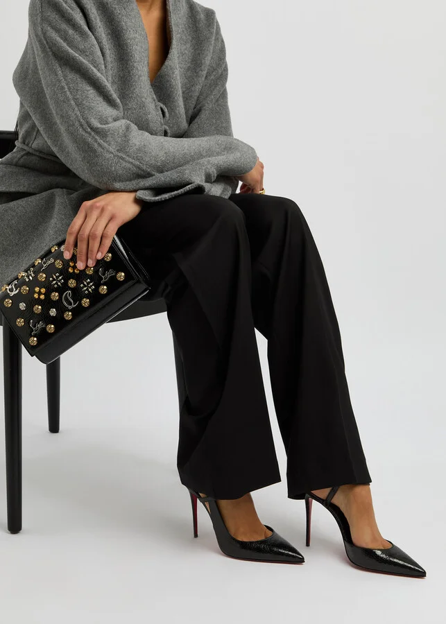 Christian Louboutin Jenlove 100 Cracked-effect Leather Pumps - Image 5