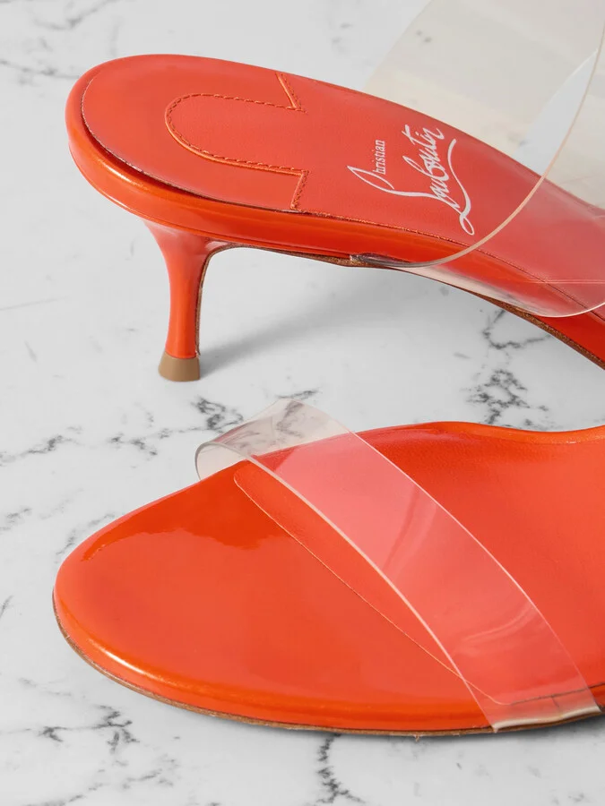 Christian Louboutin - Just Nothing 55 Pvc Mules - Orange - Image 4