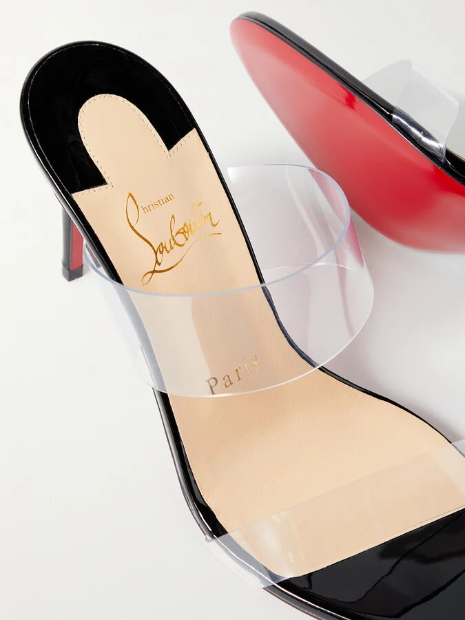 Christian Louboutin - Just Nothing 85 Pvc And Patent-leather Mules - Black - Image 4