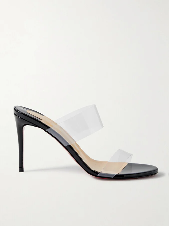 Christian Louboutin - Just Nothing 85 Pvc And Patent-leather Mules - Black