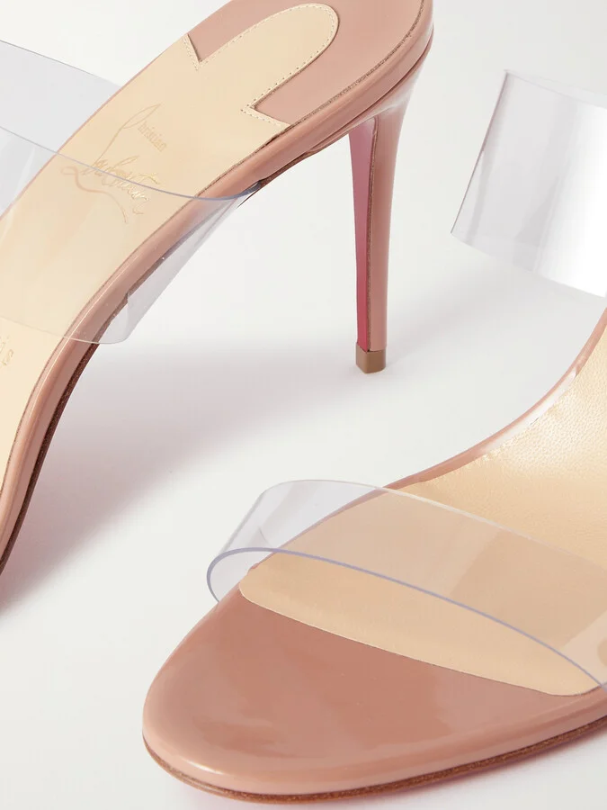 Christian Louboutin - Just Nothing 85 Pvc And Patent-leather Mules - Neutrals - Image 4