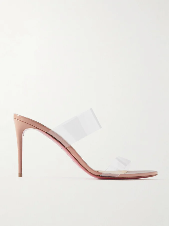 Christian Louboutin - Just Nothing 85 Pvc And Patent-leather Mules - Neutrals