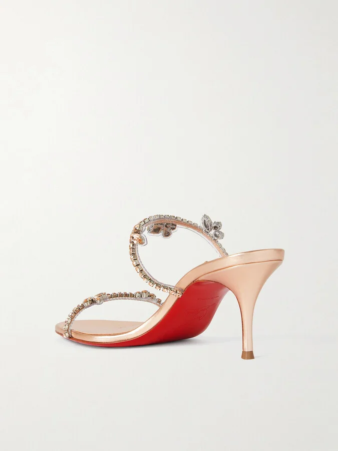 Christian Louboutin - Just Queen 70 Crystal-embellished Pvc Mules - Gold - Image 3