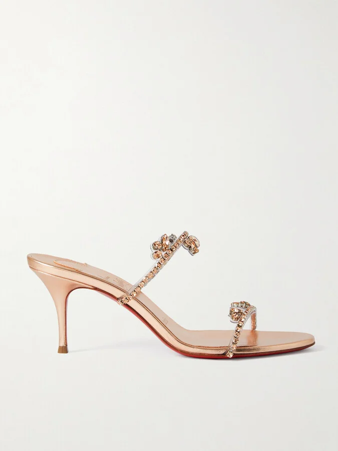 Christian Louboutin - Just Queen 70 Crystal-embellished Pvc Mules - Gold