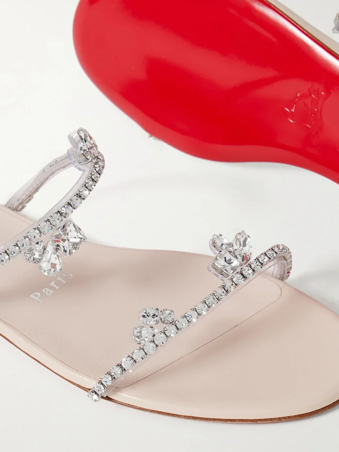 Christian Louboutin - Just Queenie Crystal-embellished Pvc Sandals - Silver - Image 4