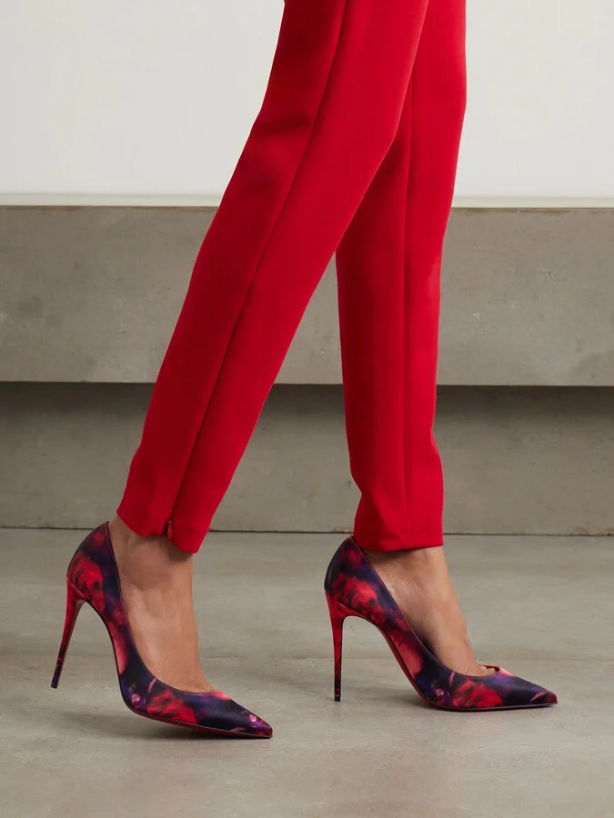 Christian Louboutin - Kate 100 Floral-print Satin-crepe Pumps - Pink - Image 2