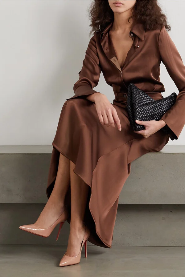 Christian Louboutin - Kate 100 Patent-leather Pumps - Neutrals - Image 2