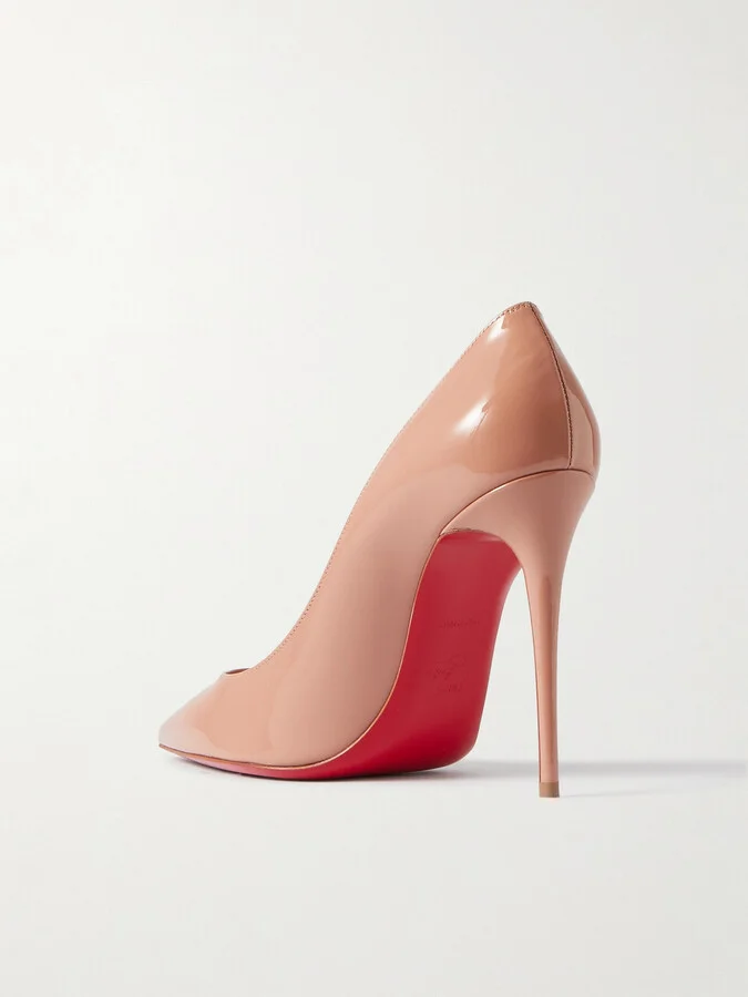 Christian Louboutin - Kate 100 Patent-leather Pumps - Neutrals - Image 3