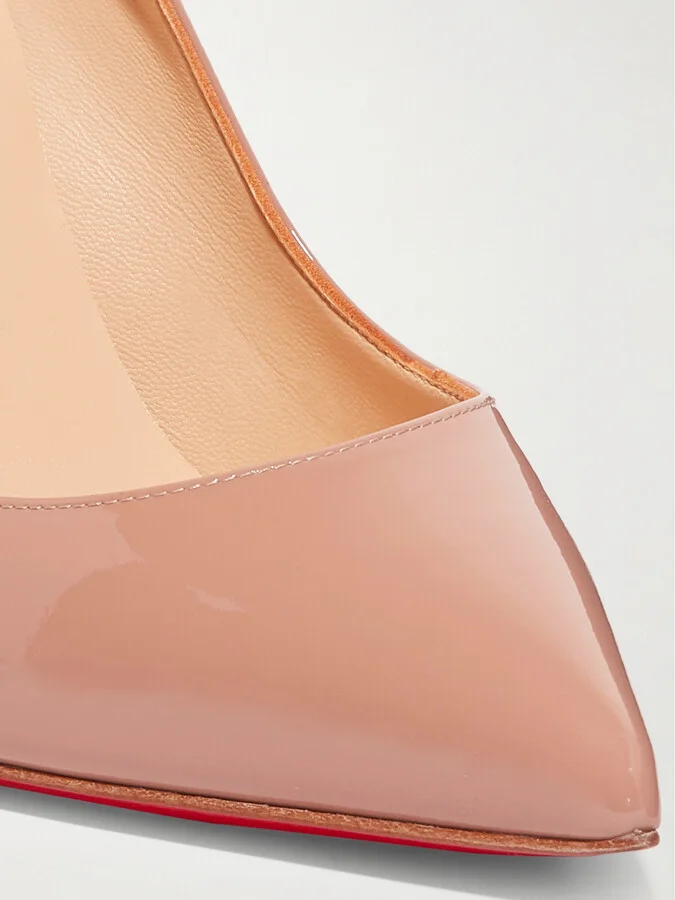 Christian Louboutin - Kate 100 Patent-leather Pumps - Neutrals - Image 4