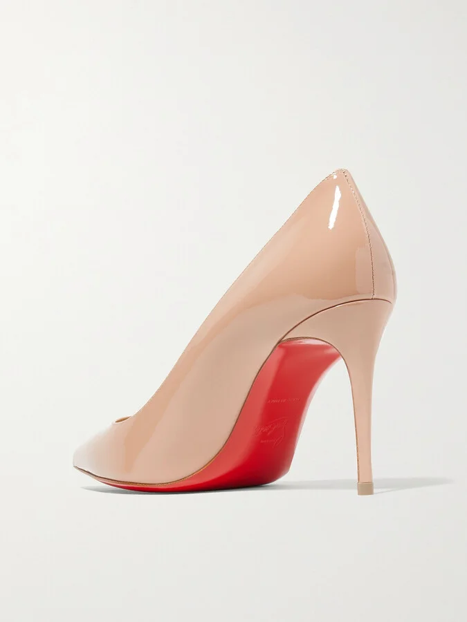 Christian Louboutin - Kate 85 Patent-leather Pumps - Neutrals - Image 3
