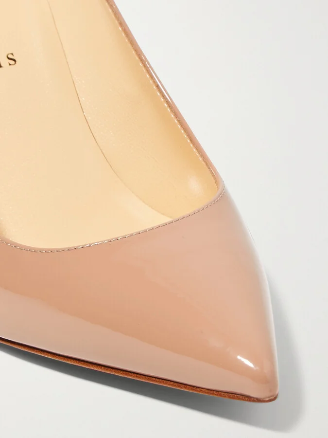 Christian Louboutin - Kate 85 Patent-leather Pumps - Neutrals - Image 4