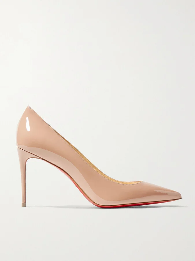 Christian Louboutin - Kate 85 Patent-leather Pumps - Neutrals