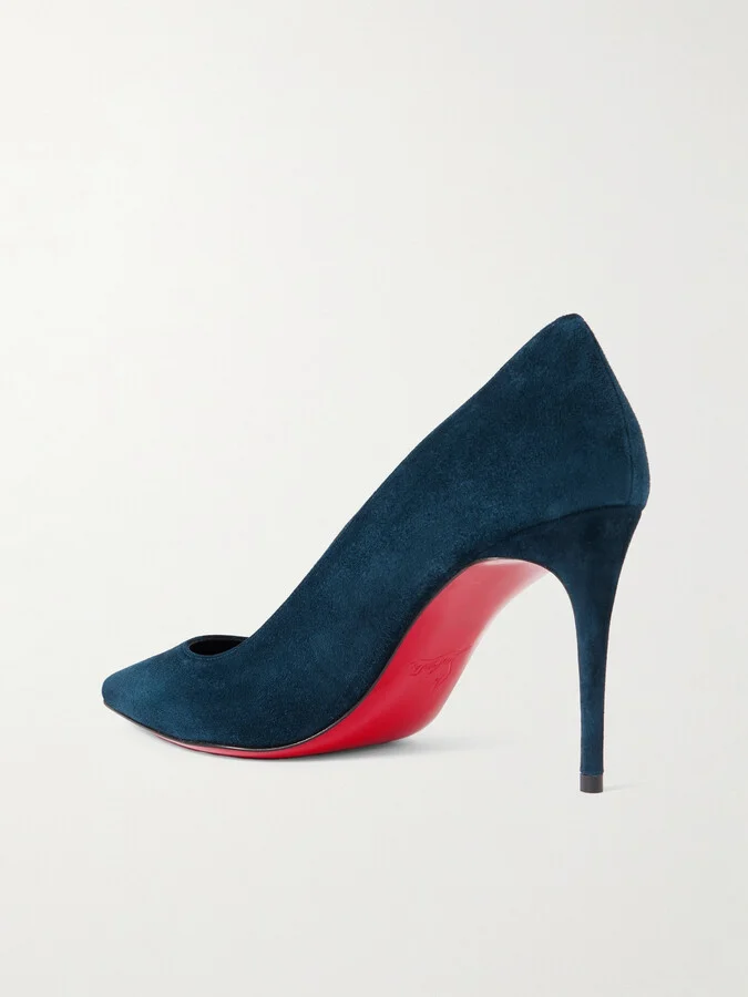 Christian Louboutin - Kate 85 Suede Point-toe Pumps - Blue - Image 3
