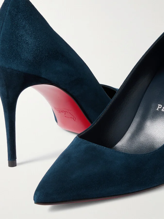 Christian Louboutin - Kate 85 Suede Point-toe Pumps - Blue - Image 4