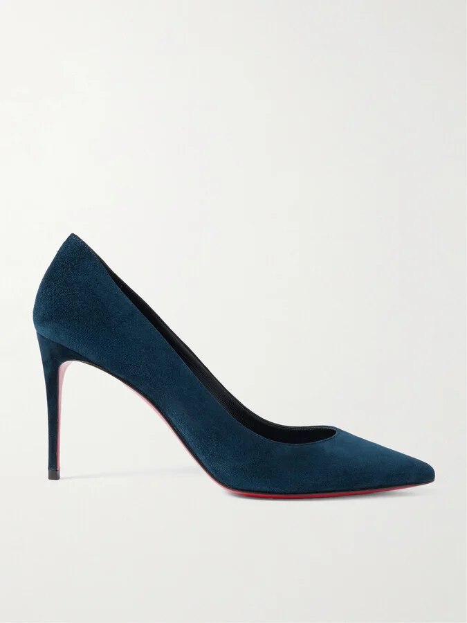 Christian Louboutin - Kate 85 Suede Point-toe Pumps - Blue