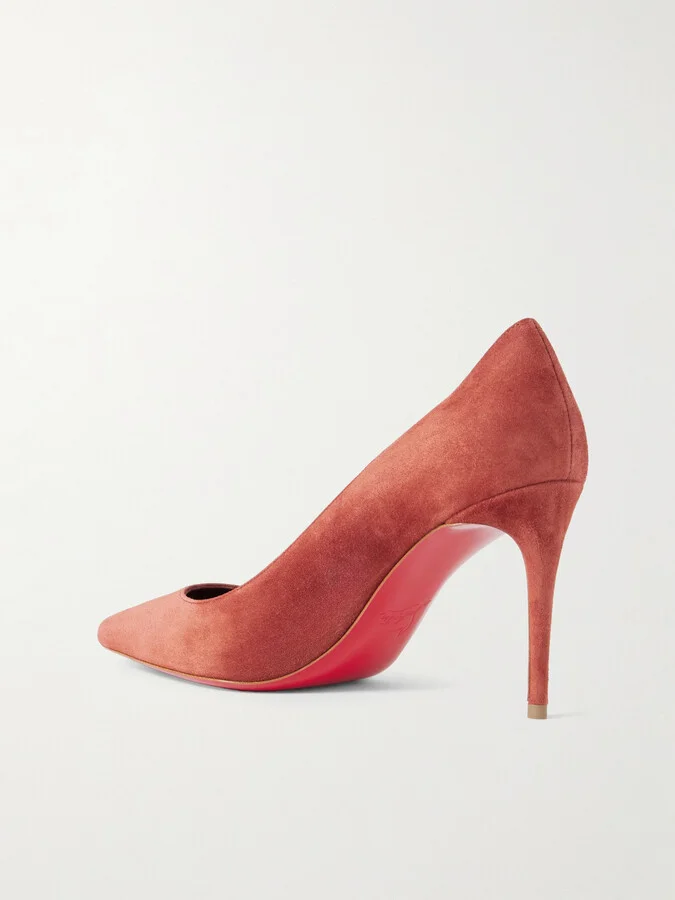 Christian Louboutin - Kate 85 Suede Point-toe Pumps - Red - Image 3