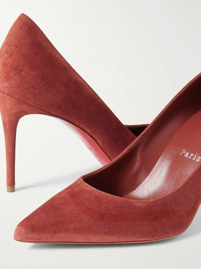 Christian Louboutin - Kate 85 Suede Point-toe Pumps - Red - Image 4